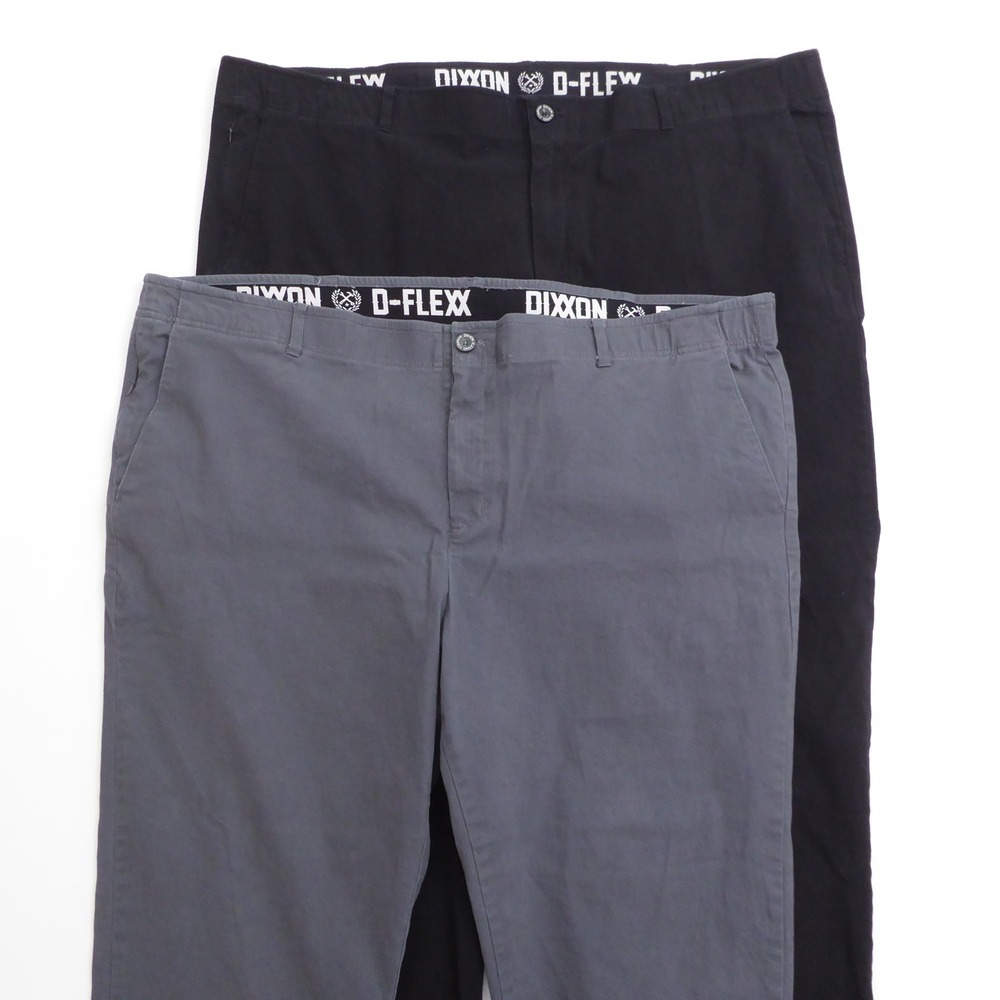 Lot of 2 Dixxon Mens D-Flexx Chino Pants Black Gray Zip Fly Size 48x30